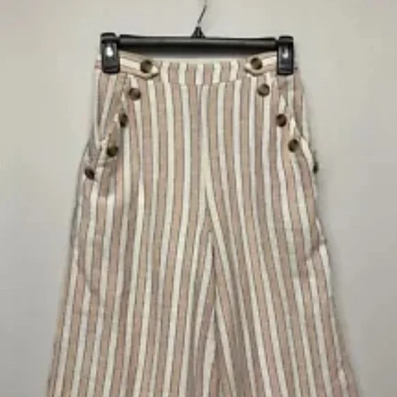 American Eagle Outfitters Striped Wide-Leg Pants - Cream and Tan - Picture 2 of 4